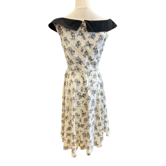 Disney 90th Birthday Mickey Mouse Dress Black & White Off-Shoulder Retro Style S - Picture 5 of 10